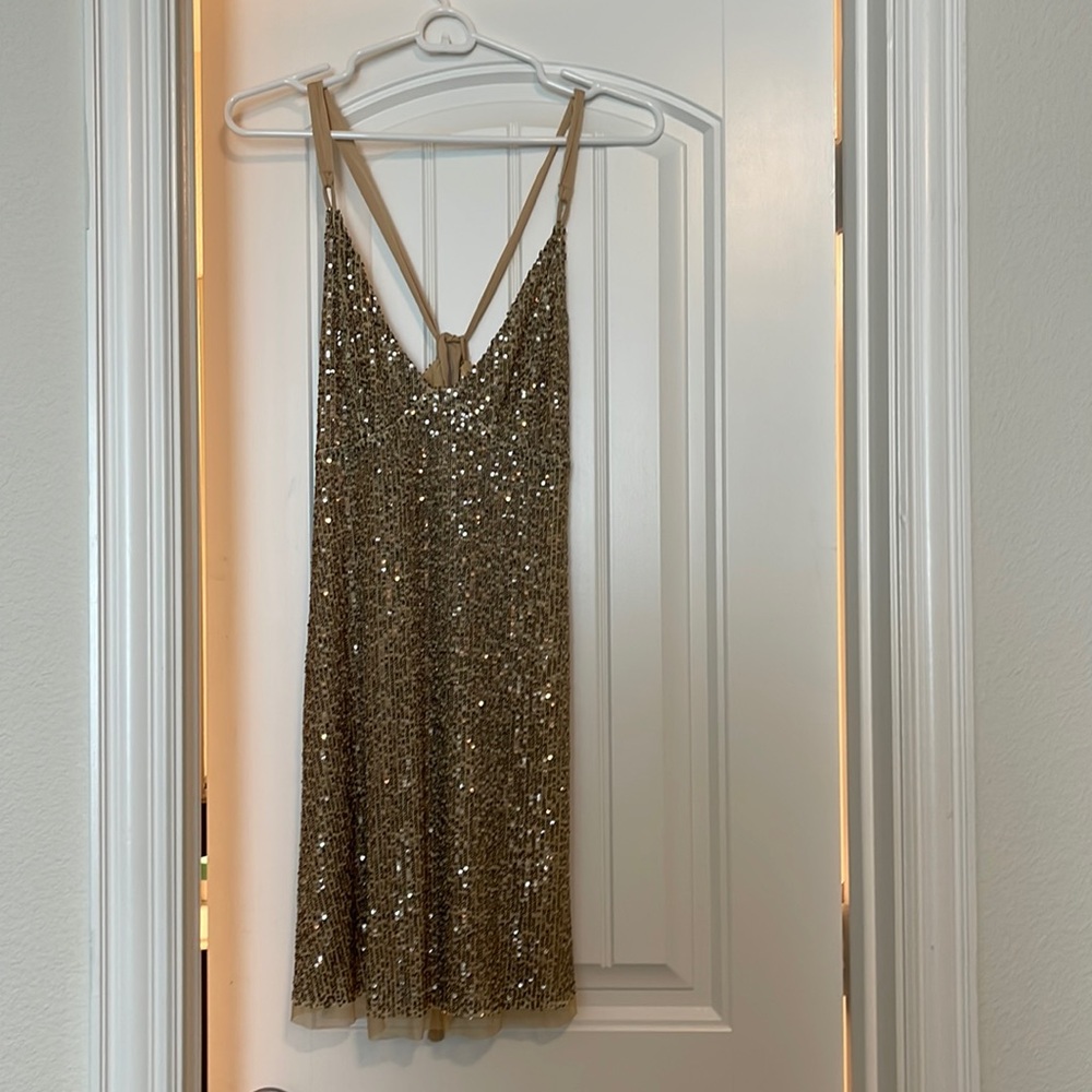 Free people gold dress, tie in the back